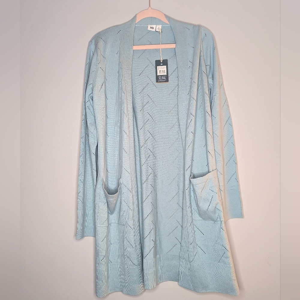 Tentree║Highline Cotton Tourmaline Blue Tree Stitch Cardigan║Size S